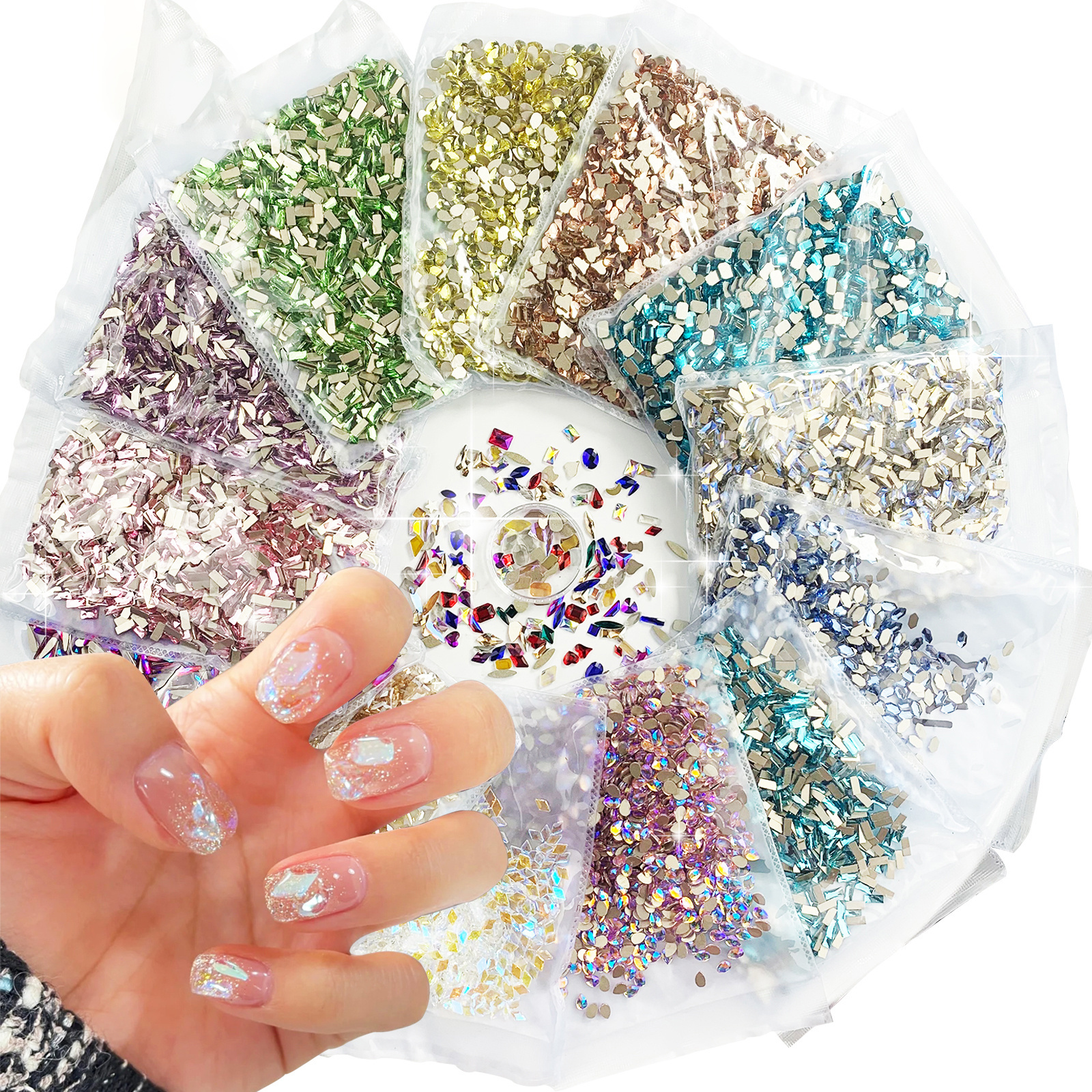 Wholesale Bulk Resin Rhinestones for Clothing Decorations Non Hotfix Crystal Nail Gems Flatback Glue on Rhinestone Accessories