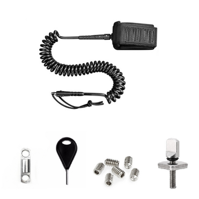 Fast shipping surf accessories set 7mm 10ft surf coiled leash with surf leash swivel surf fin screws and fin key BestSuppliers