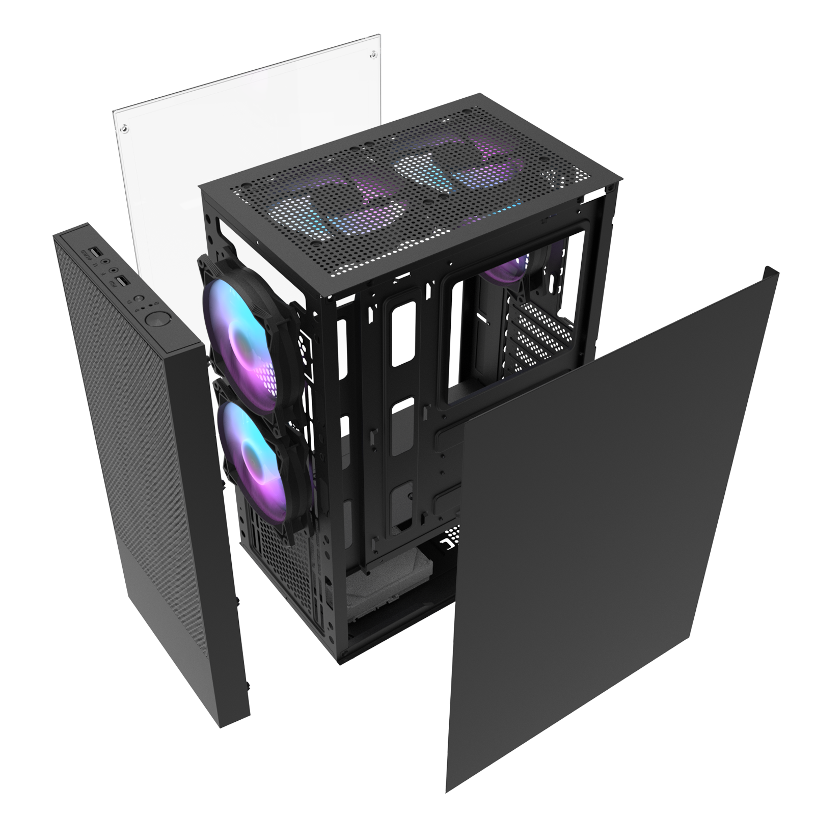 Darkflash A290 Mesh Front Plate Desktop Computer Case ATX Full-view Side Transparent RGB PC Case