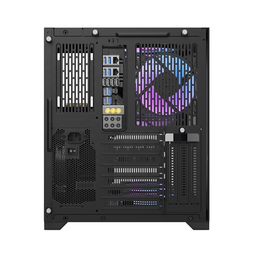 darkFlash C305  Luxury  Small size Cabinet computer case ATX case computer square pc gaming Full Tempered Glass on desk