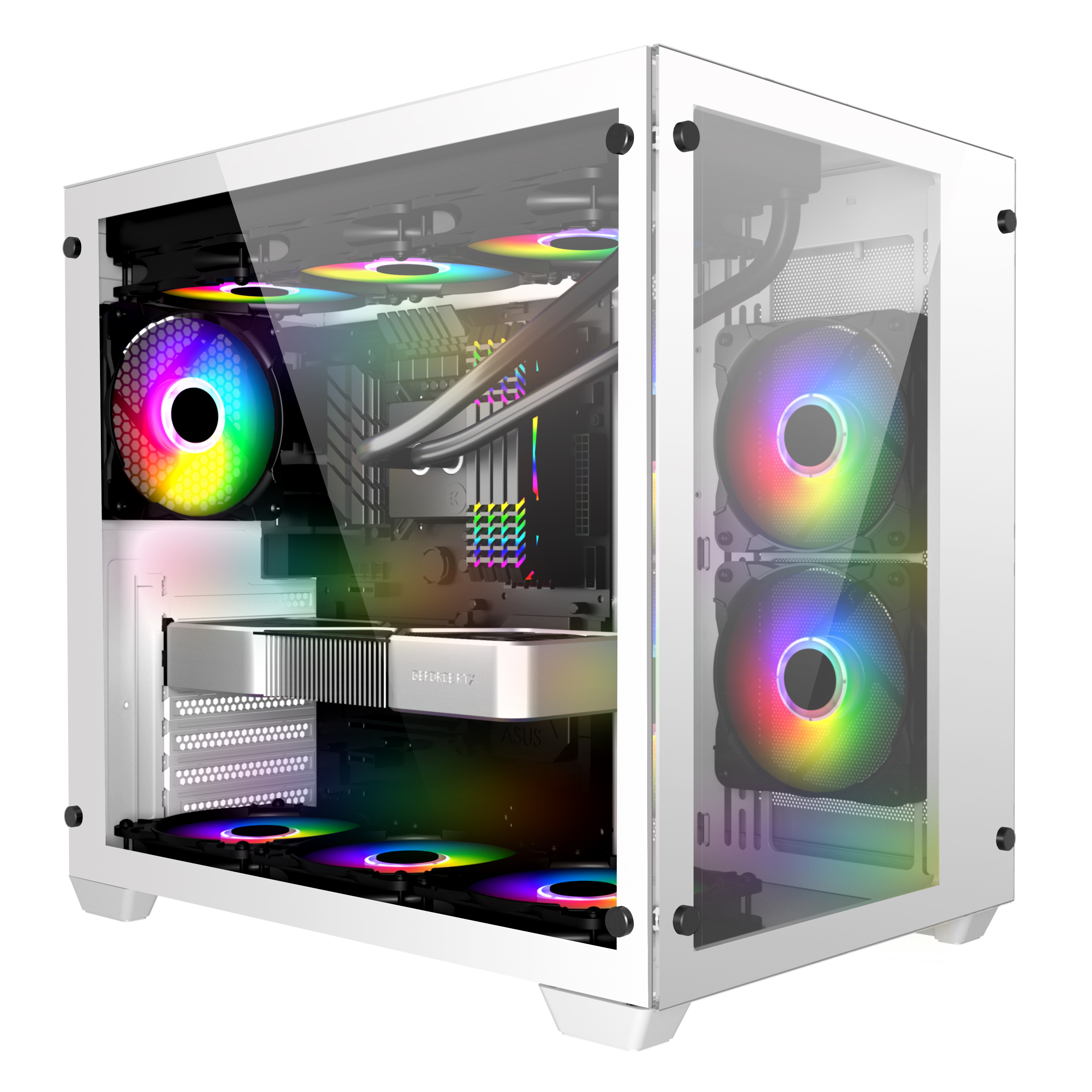 C285 EATX pc  colourful tempered glass horizontal cooled cpu cabinet dustproof gamer gaming Computer Case