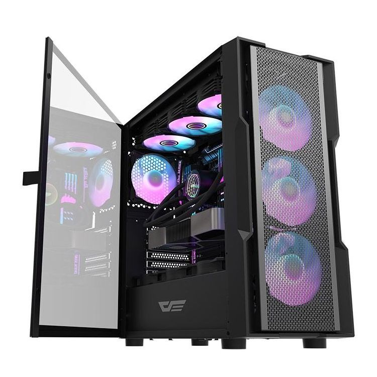 darKFlash DK431 Premium Mesh Front Panel  Big space game computer case glass rgb fan ATX mid tower pc gaming computer rgb case