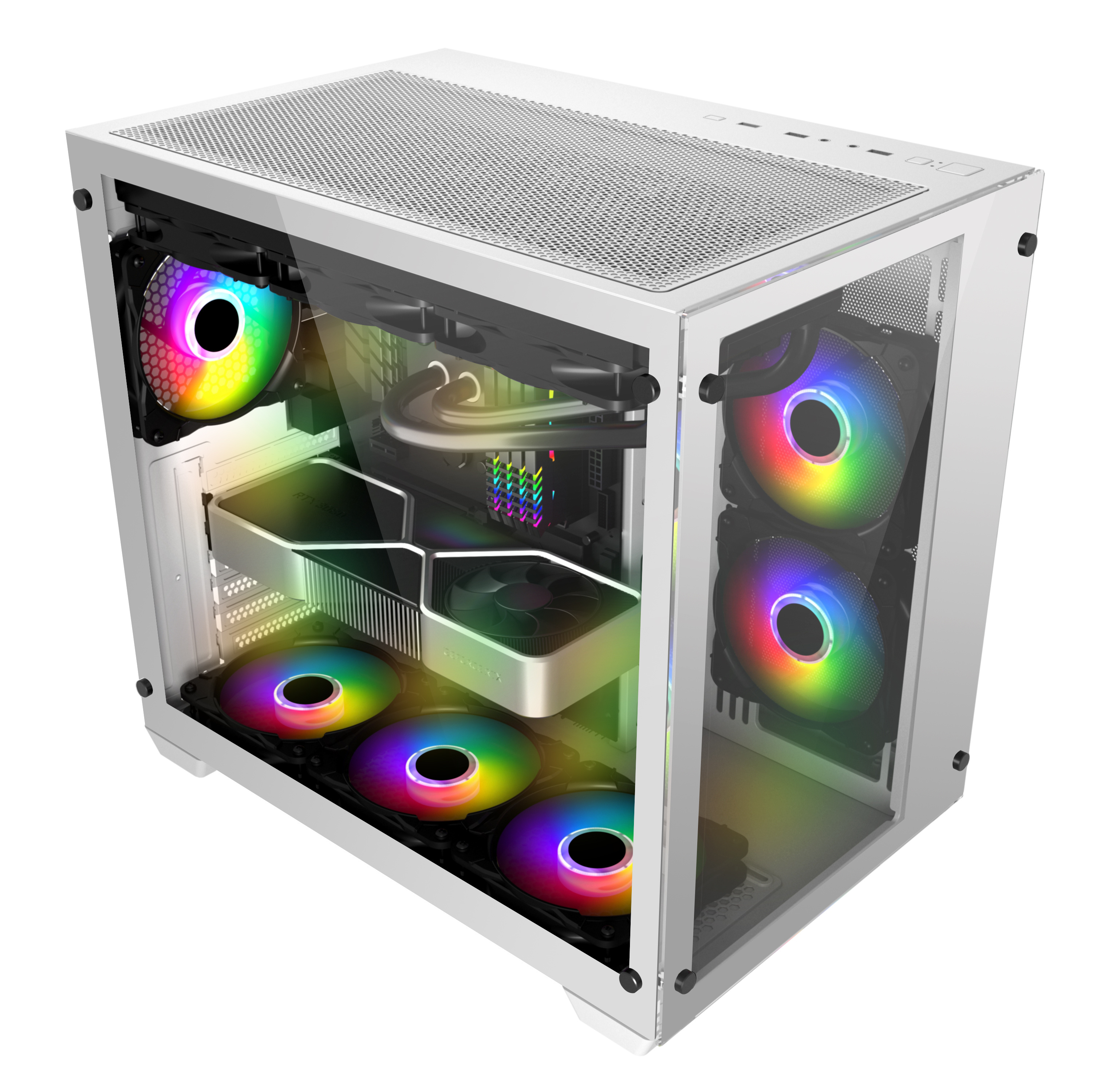 C285 EATX pc  colourful tempered glass horizontal cooled cpu cabinet dustproof gamer gaming Computer Case