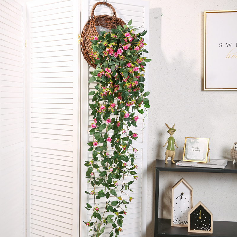 Artificial rose flower hanging balcony decoration  vine living room wall plastic ceiling plants