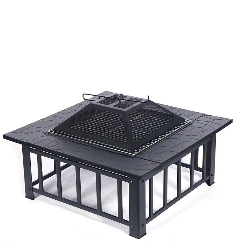 fire pit outdoor fire pits with heat-resistant coating iron tabletop outdoor wood burning with spark screen cover and poker