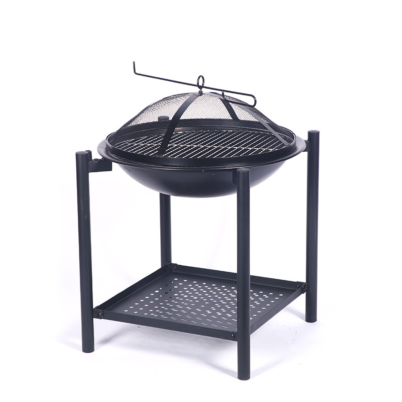 Outdoor custom brazier easily assembled tabletop fire pit with longer fire poker