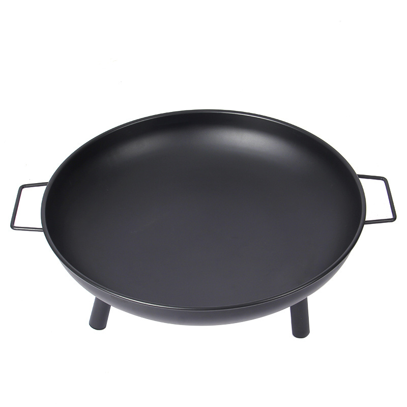 Outdoor save space portable round deepened roasting pan fire pit with anti scalding handle