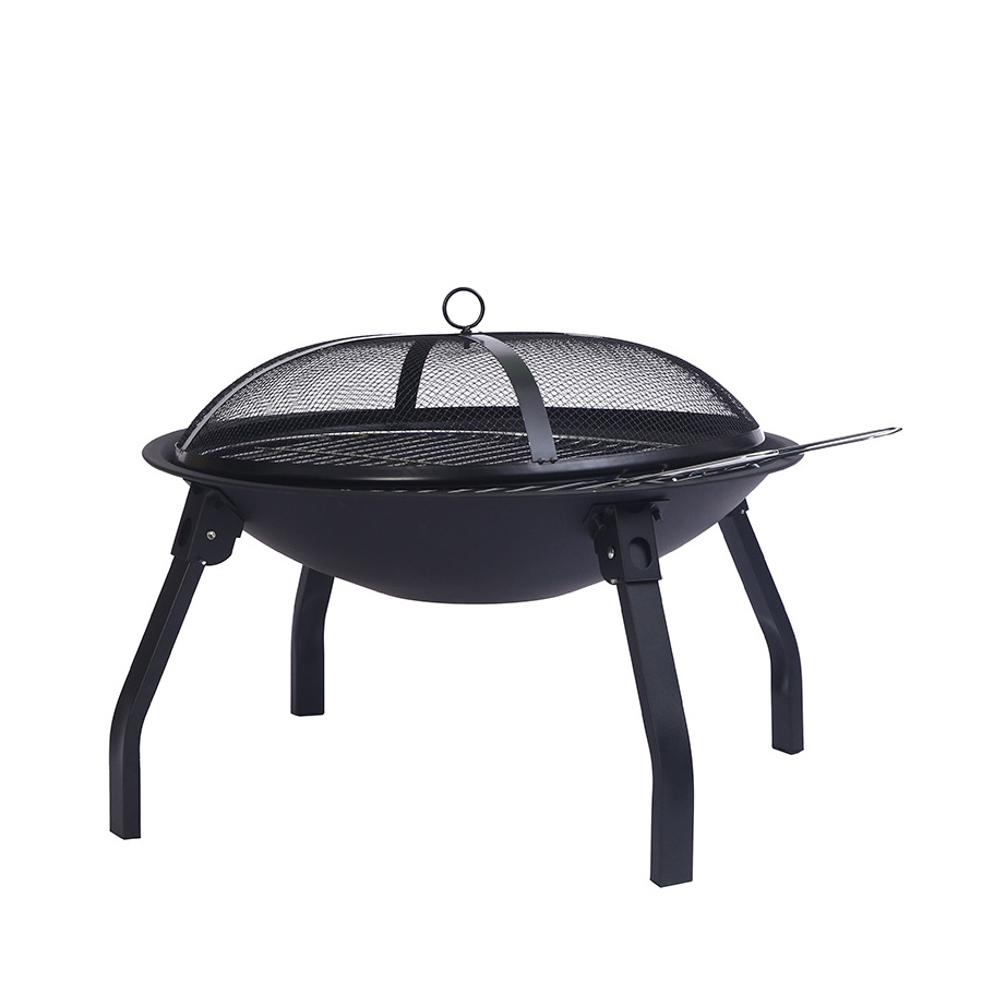 Hot sale metal wood burning fire pit camping grill outdoor portable folding fire pit