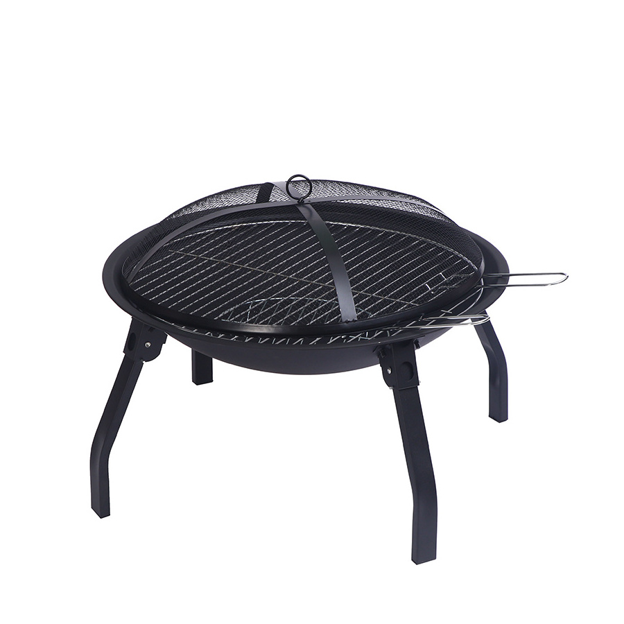 Hot sale metal wood burning fire pit camping grill outdoor portable folding fire pit