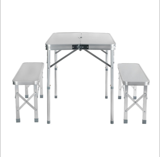 New portable outdoor aluminum folding picnic camping table wholesale factory custom logo foldable tables With 2 Bench Seats