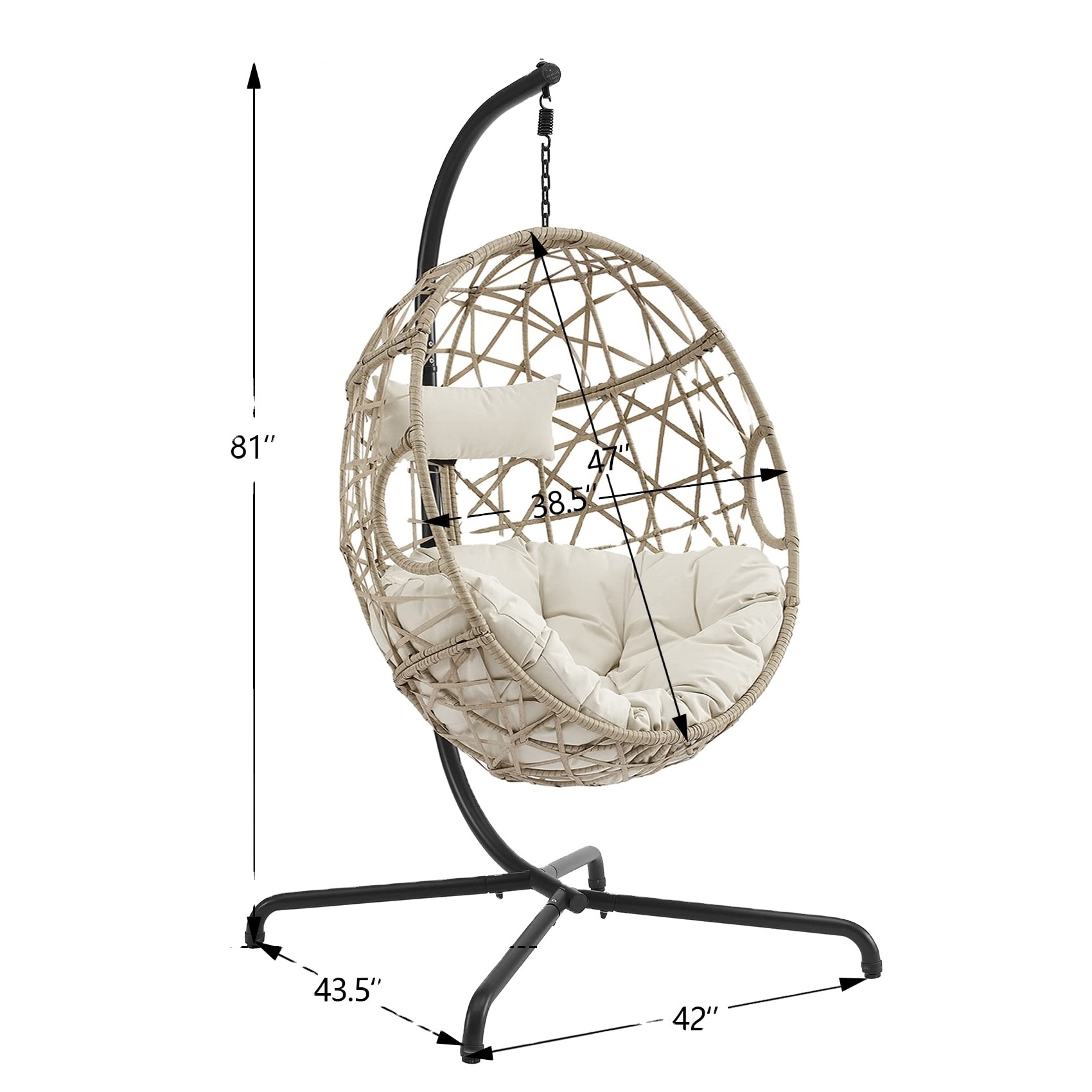 Modern hammock egg hanging patio swing chair wicker rattan round garden hanging egg swing chair