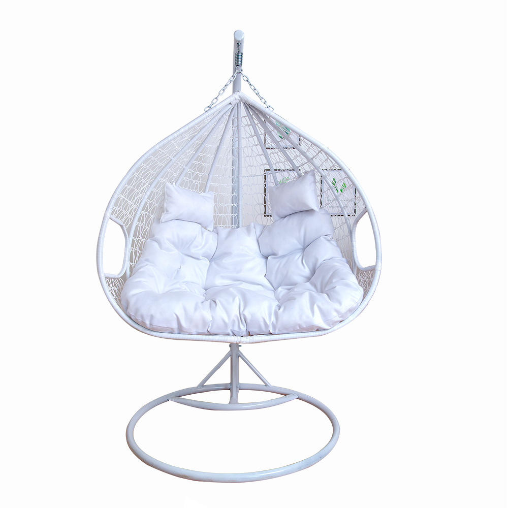 Wholesale High Quality  modern double egg chairs outdoor hanging cushion rattan swing egg chair with stand