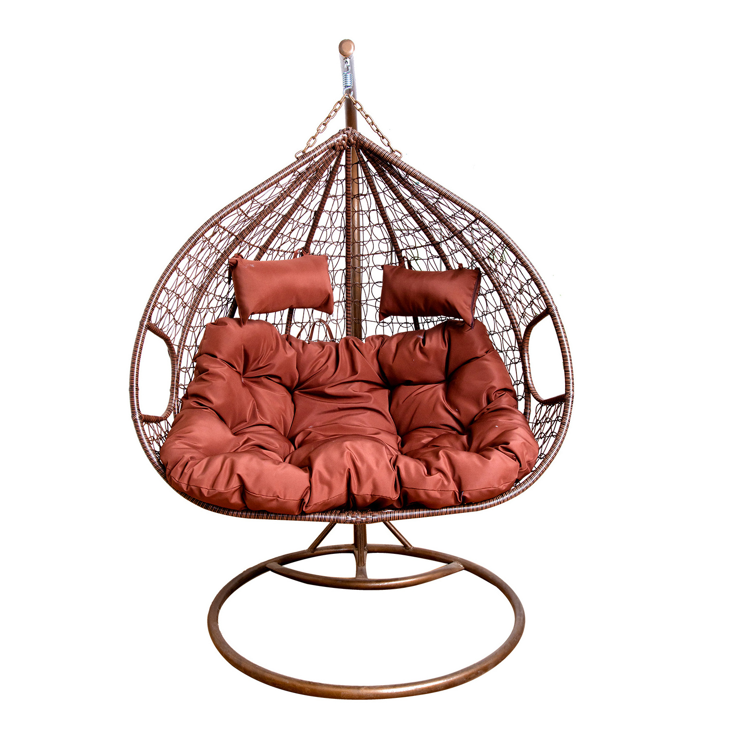 Wholesale High Quality  modern double egg chairs outdoor hanging cushion rattan swing egg chair with stand