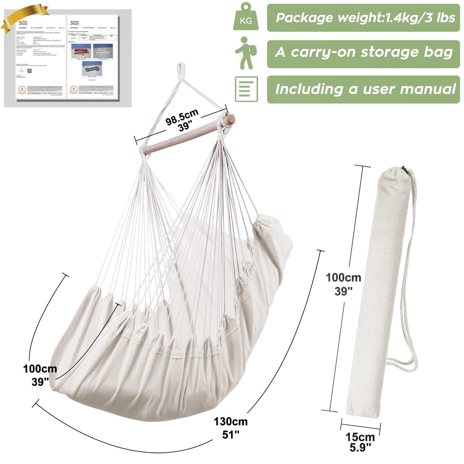 Wholesale Modern Garden Lightweight Portable Camping Hanging Chair Portable Hand Woven Cotton Swing