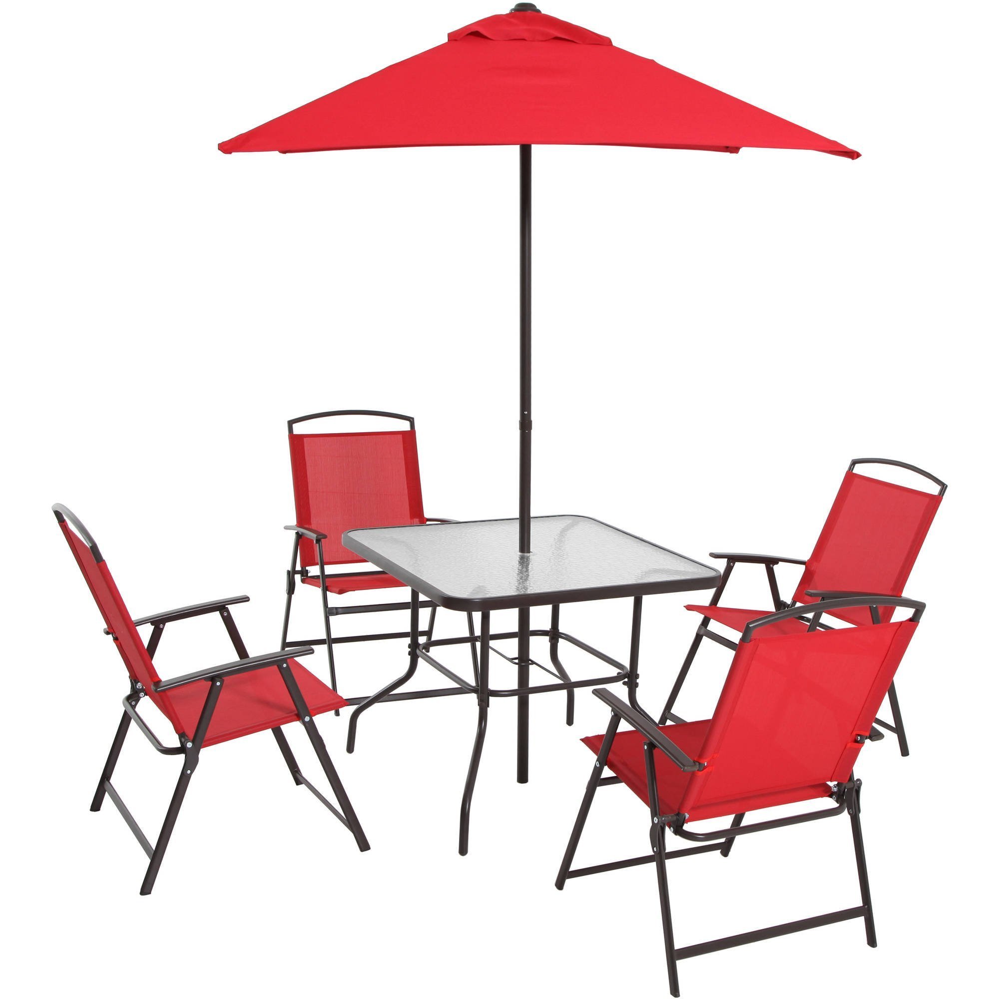 Dashing 4 seats folding steel outdoor garden furniture set patio Picnic table and chair with umbrella set