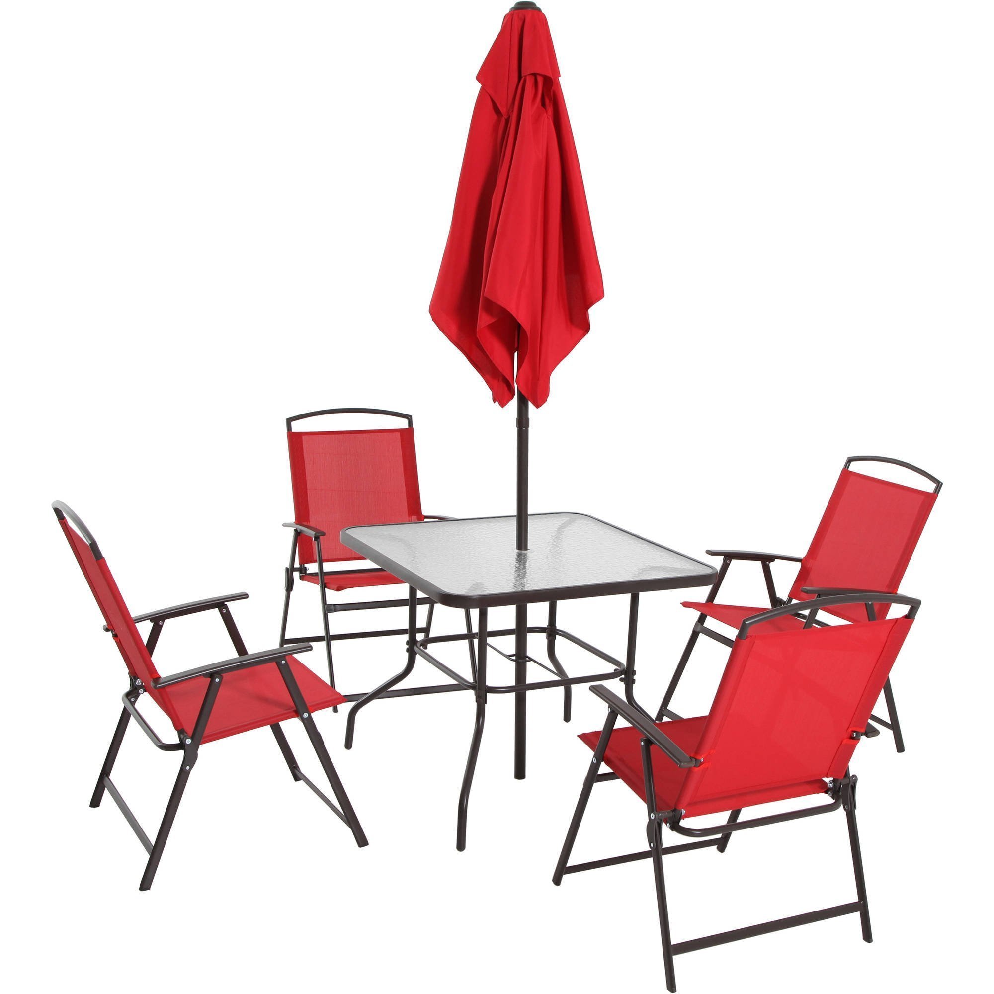 Dashing 4 seats folding steel outdoor garden furniture set patio Picnic table and chair with umbrella set