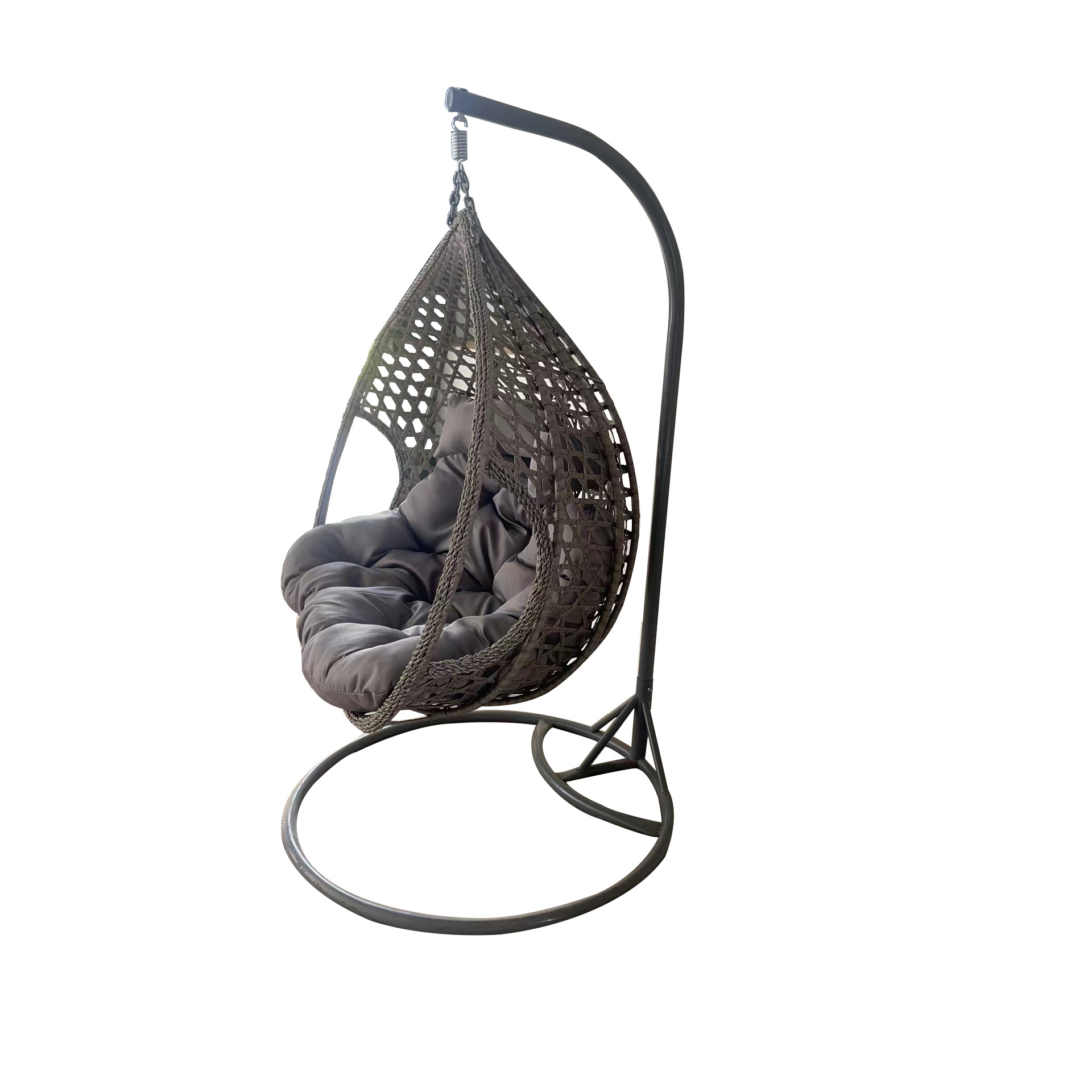 Outdoor Wicker Adult Hanging Large Double Seat Egg Chair with Stand Oversize Cushion