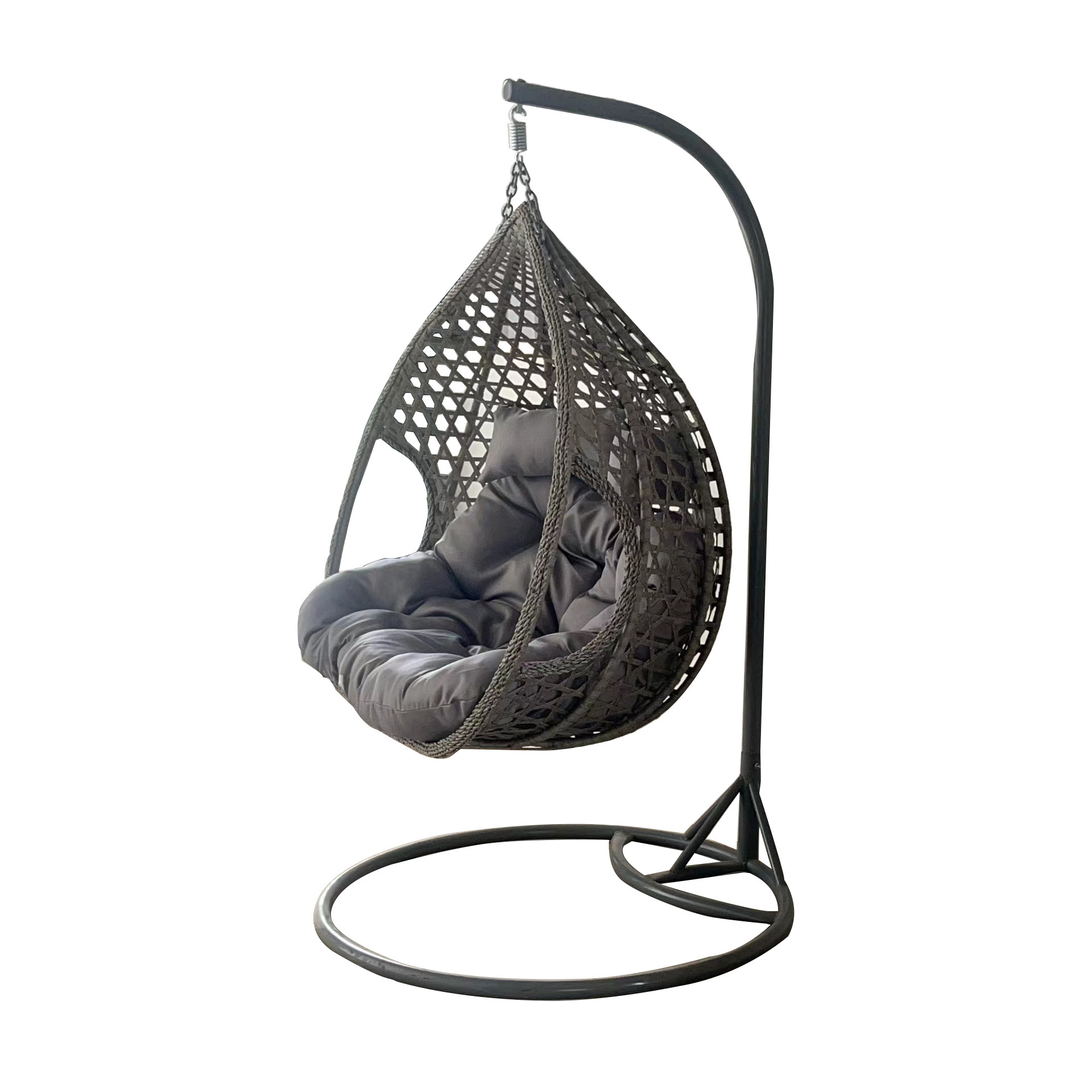 Outdoor Wicker Adult Hanging Large Double Seat Egg Chair with Stand Oversize Cushion