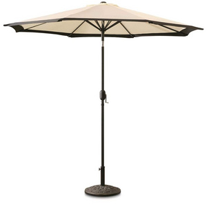 Folding Detachable Portable Crank Lift Sun Umbrella Aluminium Patio Umbrella with Bronze Pole and Yellow Umbrella Cover