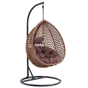 Outdoor furniture garden modern portable foldable patio hanging rattan egg swing chair with stand