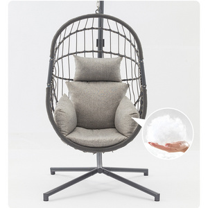 Patio swings outdoor furniture rope chair modern wicker rattan balcony garden hanging egg swing chair with metal stand