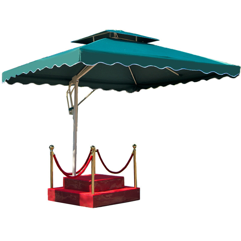 Promotional outdoor foldable umbrella garden yard parasol side square double top wrench garden umbrella