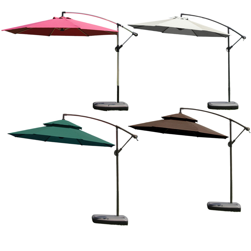 Outdoor sun shelter offset umbrella commercial villa cantilever market patio beach umbrellas with base