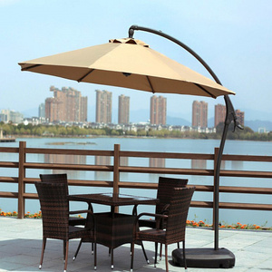 Outdoor sun shelter offset umbrella commercial villa cantilever market patio beach umbrellas with base