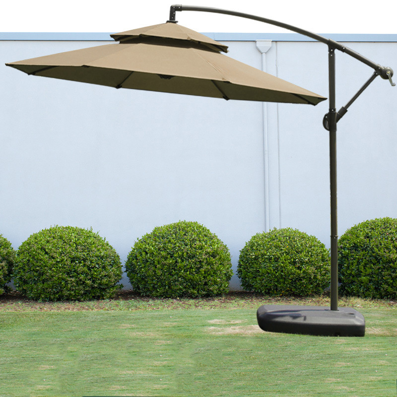 Outdoor sun shelter offset umbrella commercial villa cantilever market patio beach umbrellas with base