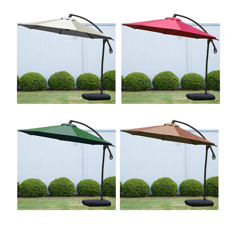 Outdoor sun shelter offset umbrella commercial villa cantilever market patio beach umbrellas with base