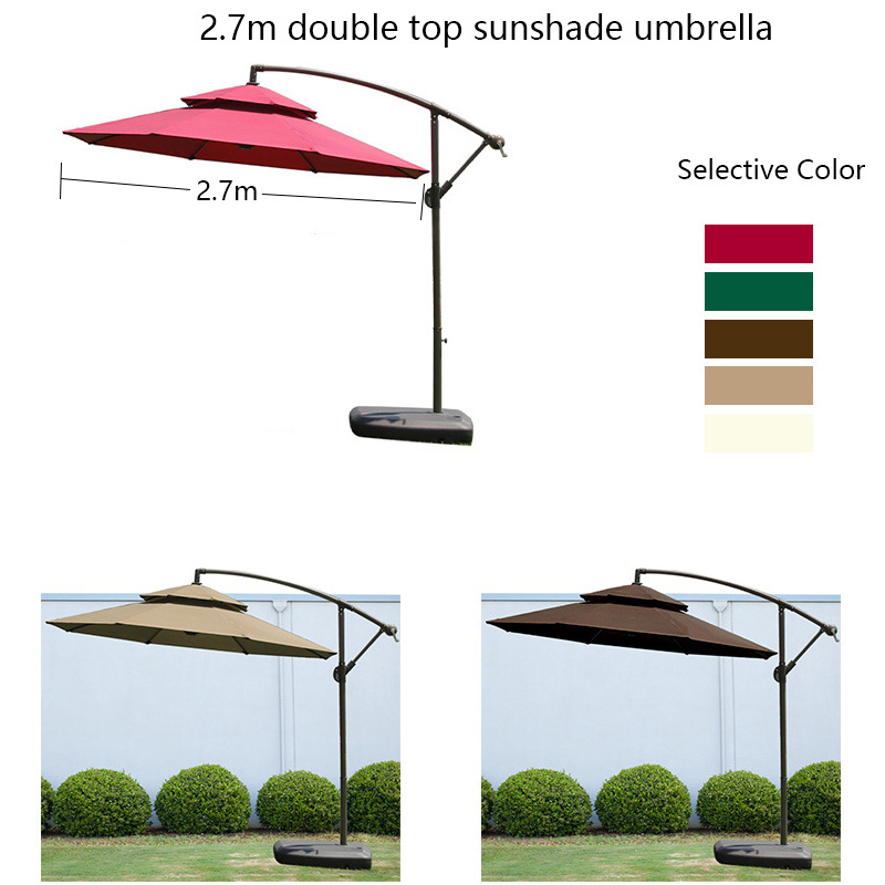 Outdoor sun shelter offset umbrella commercial villa cantilever market patio beach umbrellas with base