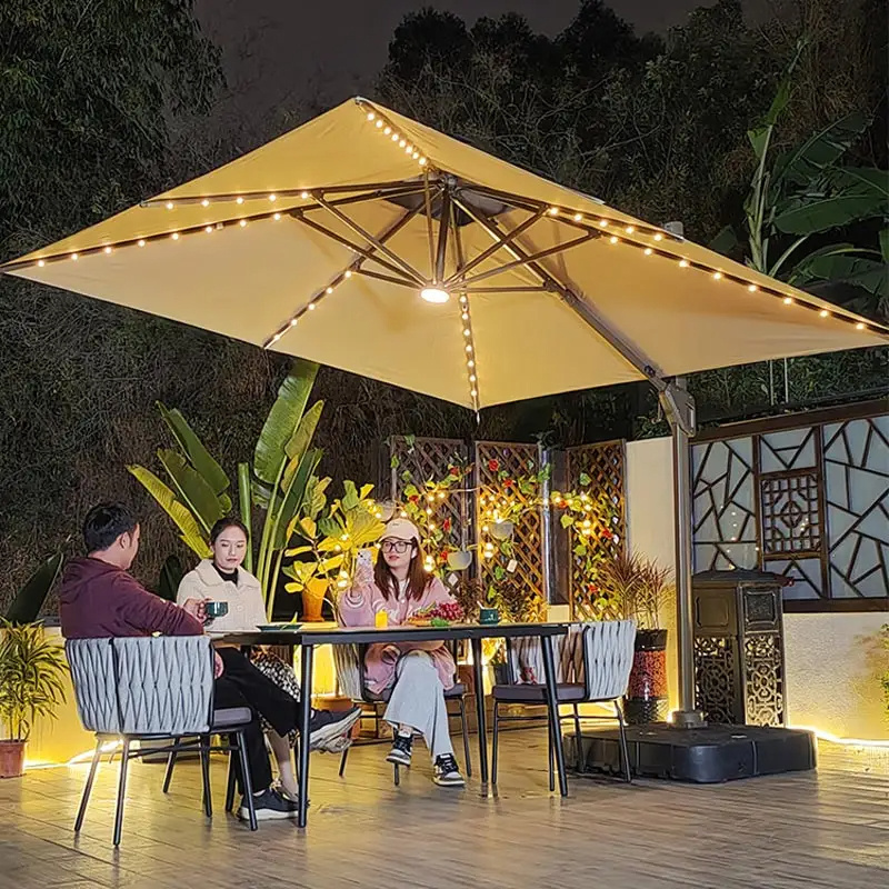 Solar Energy Saving LED Lights Outdoor Patio Garden Umbrella String Parasol Restaurant Coffee Shop Camping Umbrella