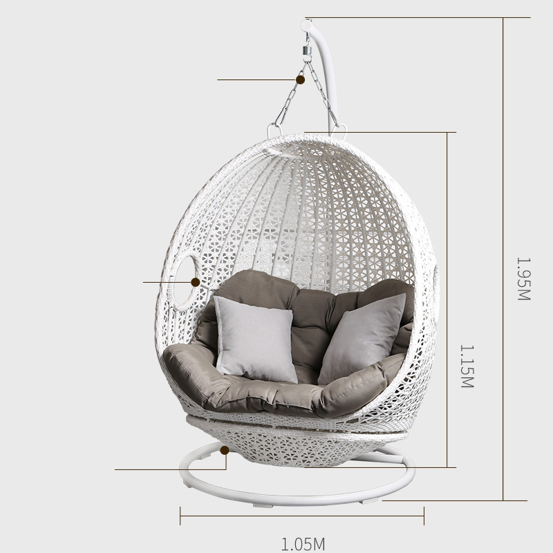 Modern Double Patio Swings 2 Seat Luxury Rattan Hanging Egg Chair Garden Patio Swings for Living Room