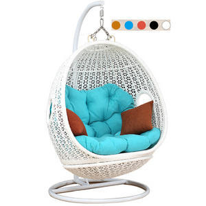 Modern Double Patio Swings 2 Seat Luxury Rattan Hanging Egg Chair Garden Patio Swings for Living Room