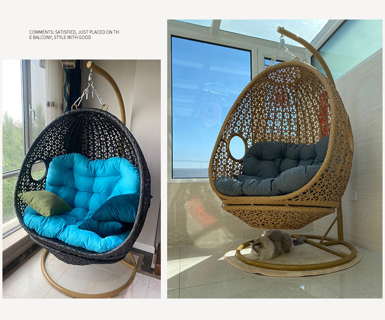 Latest Designed High Quality Outdoor Leisure Patio Garden Rattan Swing Rocking Chair with Metal Frame