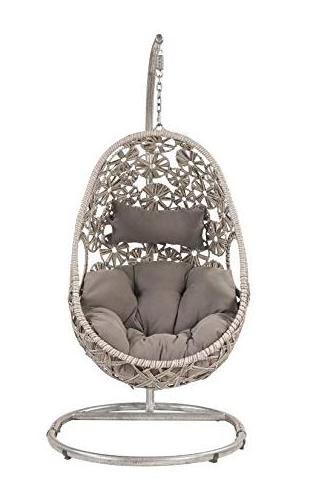 Luxury Indoor Bedroom Hammock Nest Egg Hanging Basket Curved Rattan Outdoor Garden Metal Swing Chair