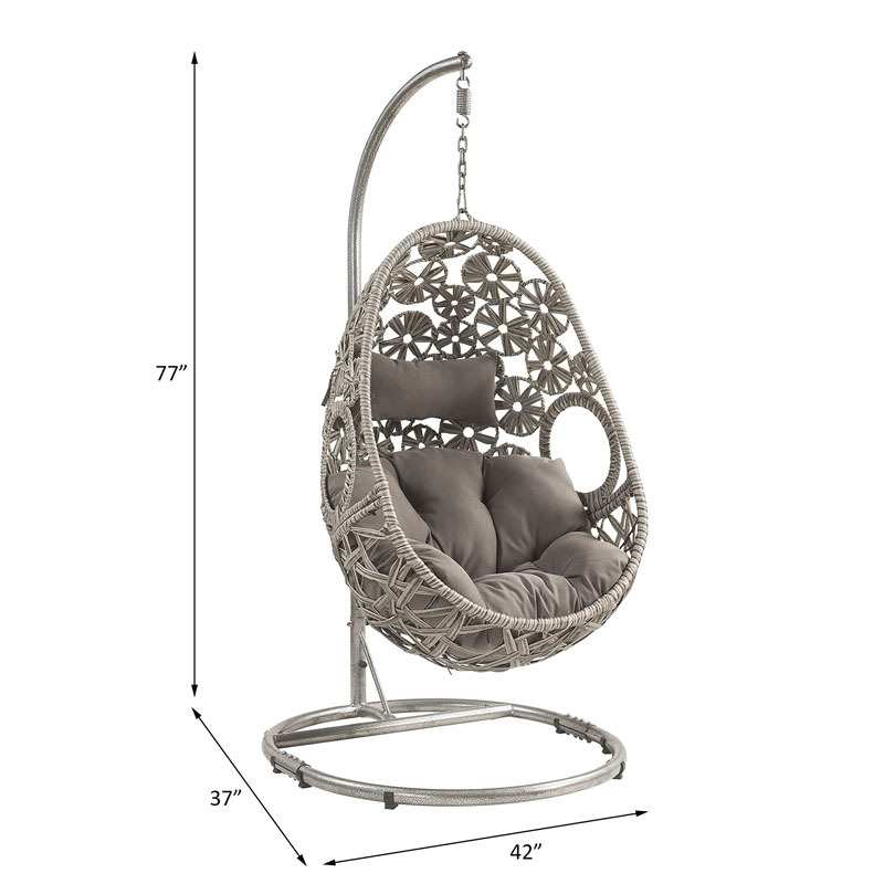 Luxury Indoor Bedroom Hammock Nest Egg Hanging Basket Curved Rattan Outdoor Garden Metal Swing Chair