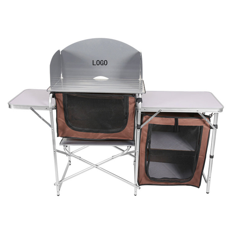 Outdoor Equipment Mobile Aluminum Portable Camp Kitchen Cooking Utensil Set Folding Camping Kitchen