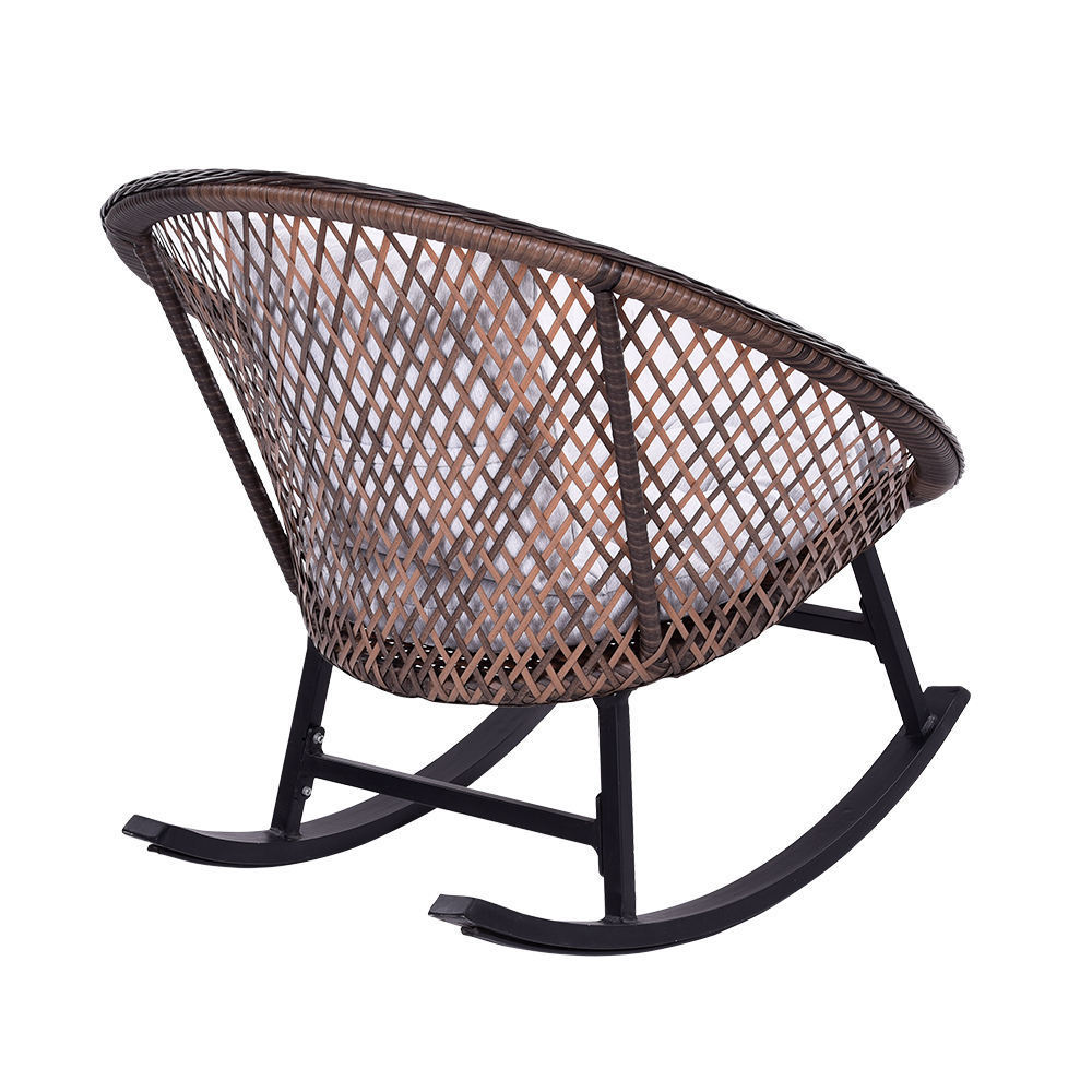 Luxury Nordic Style Outdoor Rocking Chair Cushion Outdoor Furniture Garden Rattan Sofas Weave Rope Modern Round Chair