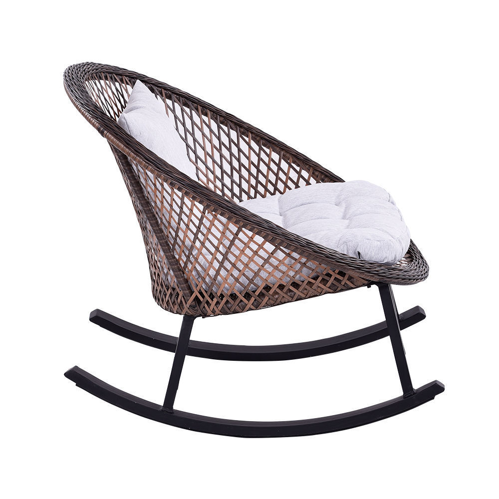 Luxury Nordic Style Outdoor Rocking Chair Cushion Outdoor Furniture Garden Rattan Sofas Weave Rope Modern Round Chair