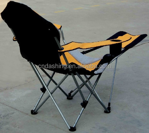 Comfortable reclining folding armrest camping chair high quality foldable fishing chairs with footrest cup holder