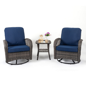 Modern Leisure Restaurant Rattan Wicker Swivel Garden Balcony Outdoor Furniture Rocking Chair Set