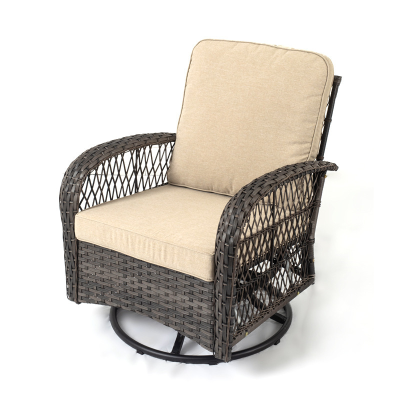 Modern Leisure Restaurant Rattan Wicker Swivel Garden Balcony Outdoor Furniture Rocking Chair Set