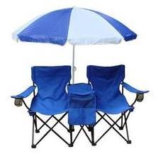 Lightweight wholesale factory customizable logo portable folding double personal camping beach picnic metal chair with umbrella