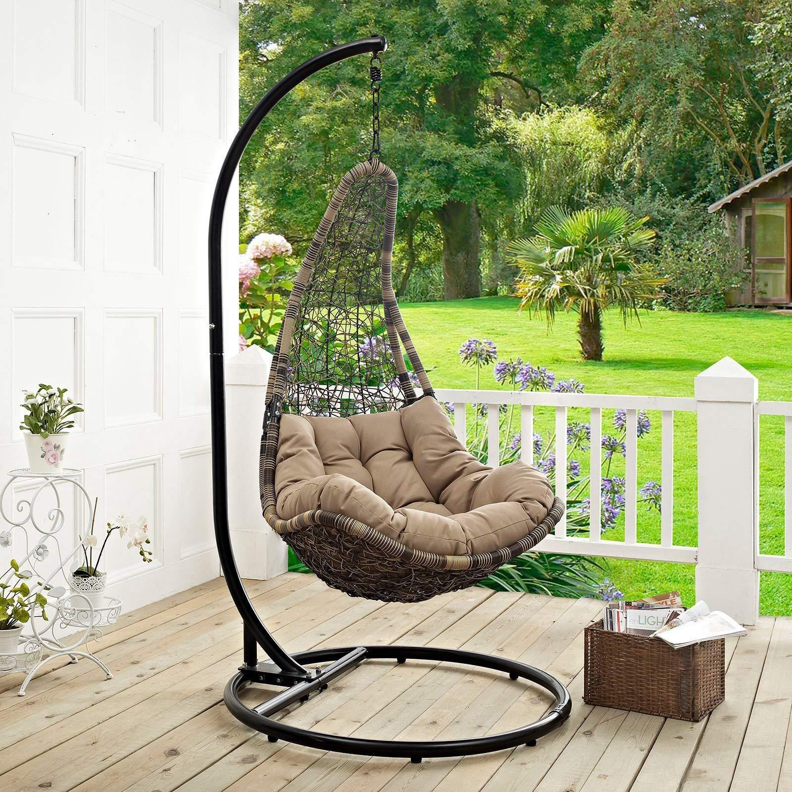 Wholesale High Quality Outdoor Modern Patio Detachable Hanging Rattan Swing Chair with Stand