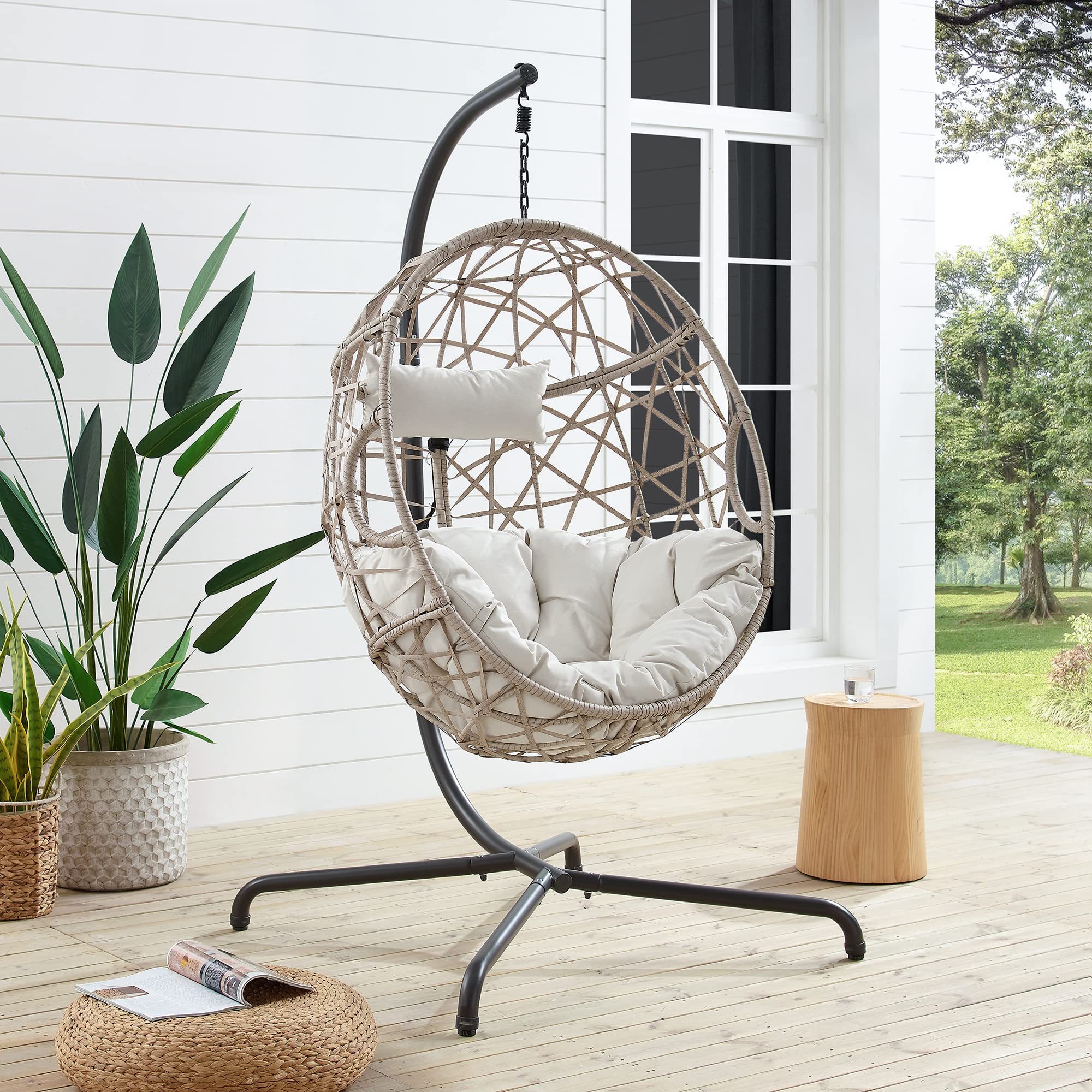 Modern hammock egg hanging patio swing chair wicker rattan round garden hanging egg swing chair