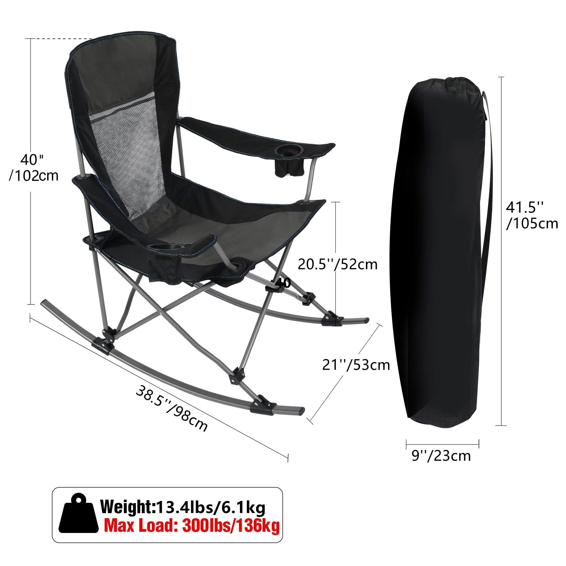 Hot Sale Modern Outdoor Easy To Carry Lightweight Foldable Adult Leisure Camping Rocking Arm Chair