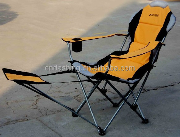 Comfortable reclining folding armrest camping chair high quality foldable fishing chairs with footrest cup holder