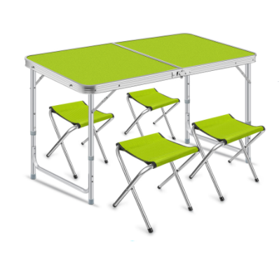 White Adjustable Height 4ft Folding Aluminum Portable Picnic Camping Table And Chair with Handle for Picnic Party BBQ