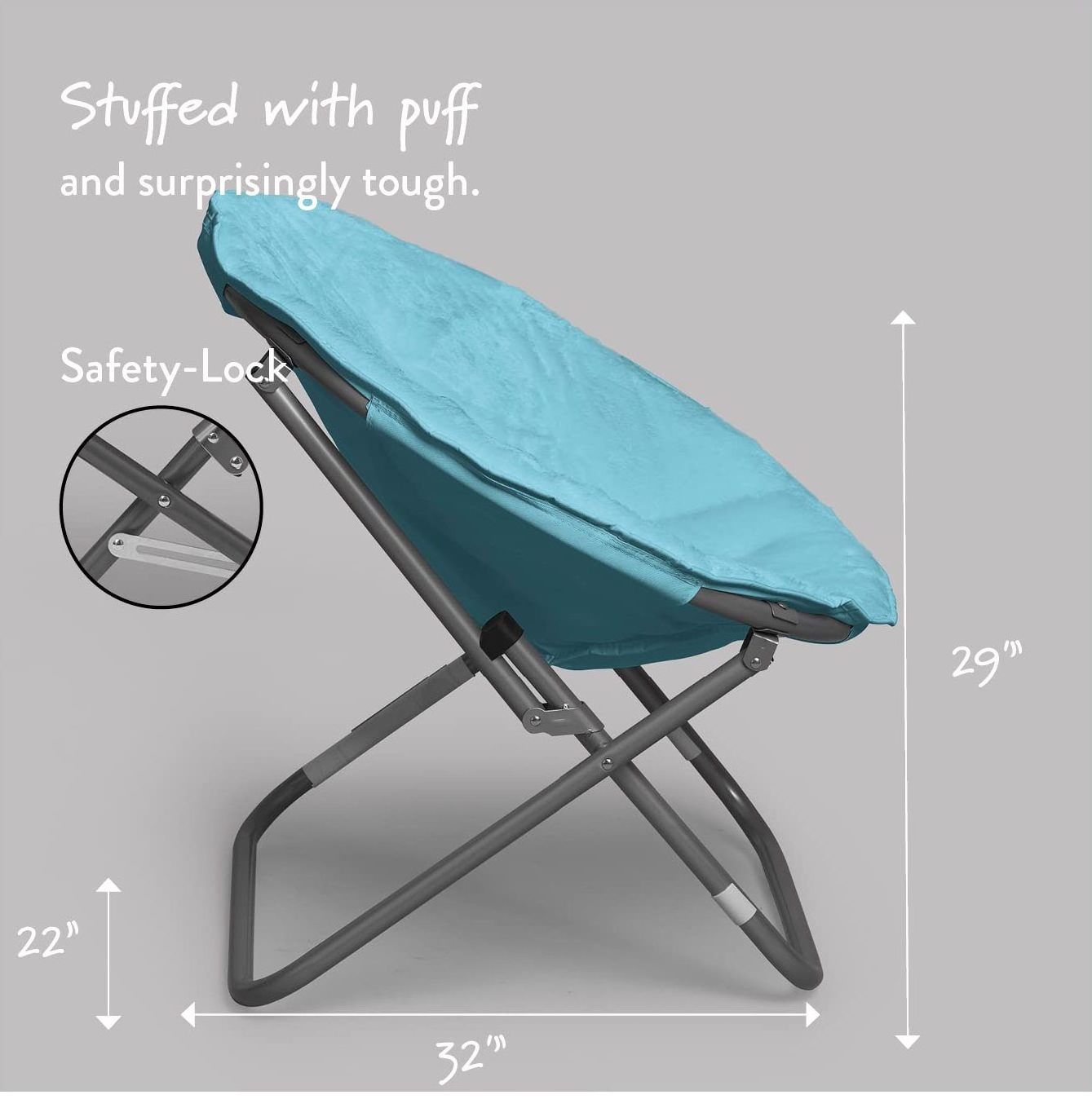 Custom Modern Metal Tube Portable Folding Washable Padded Comfy Moon Saucer Camping Chair For Adult